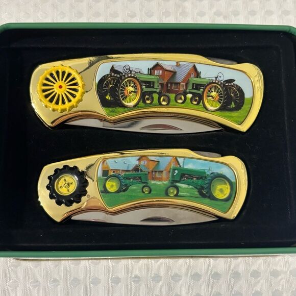 Vintage John Deere Collector Pocketknife Set with Tin Case Used as Display Only - Picture 5 of 9
